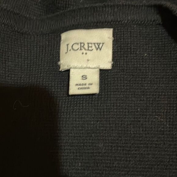 J. Crew Vanessa Sweater Jacket Black Cardigan Open Front Pockets Small AC819 - Picture 2 of 11